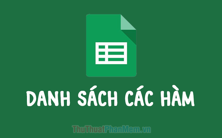 List of Functions in Google Sheet