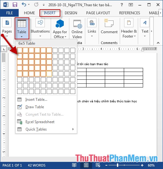 Manipulating Tables in Word