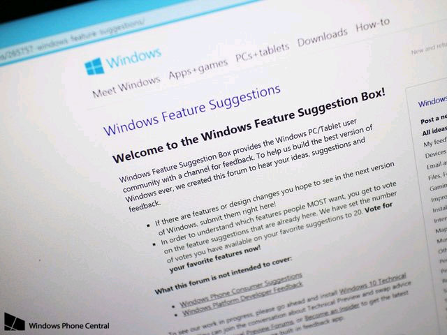 Microsoft Launched Windows Uservoice Help Page for Windows 10