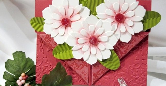 Narrow Hand Made Beautiful 3D Embossed Flower Cards for October 20