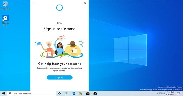 New Cortana User Interface, Renamed Virtual Desktop, and Some