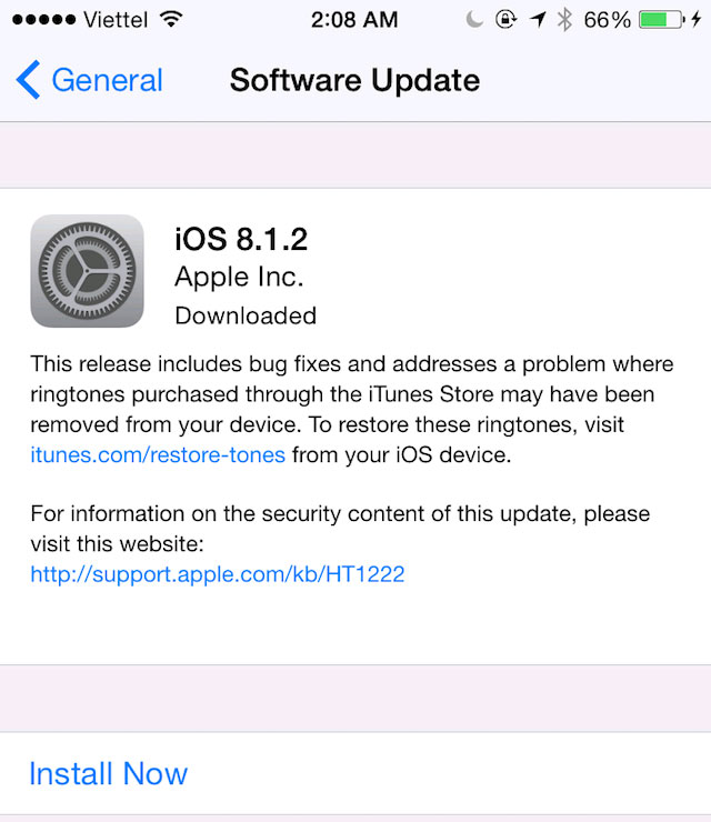 Official iOS 8.1.2 for Downloading and Fixing Deleted Ringtones