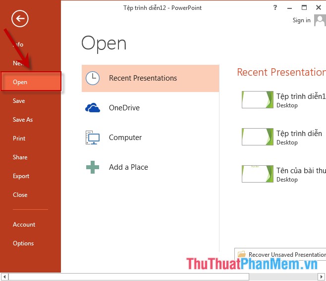 Open a Slide File in PowerPoint