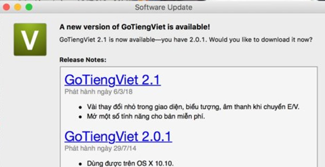 Please Download the New Update of Gotiengviet on macOS with More