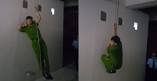 Police Soldiers Instructed Fire Escape Skills in High-rise