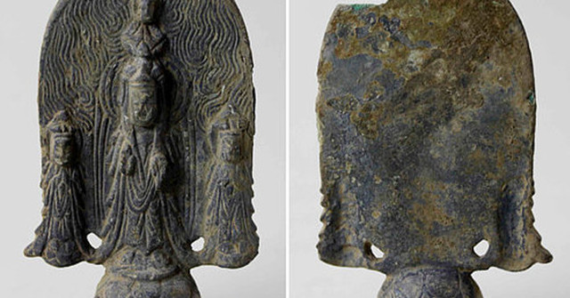 Set of Three Buddha Statues in Gold Coins Found in Yangyang
