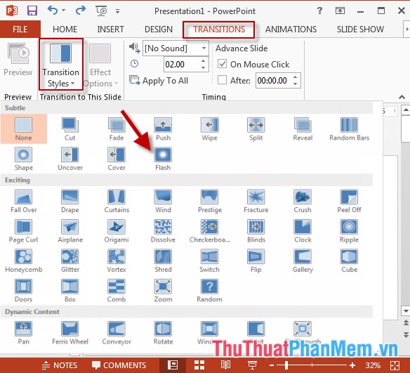 Set Slide Transition Effects in PowerPoint