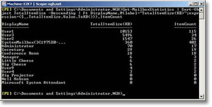 Totalitemsize: Statistics Mailbox in Exchange 2007