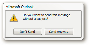 Turn Off the Message Send Message Without a Subject in Outlook 2010