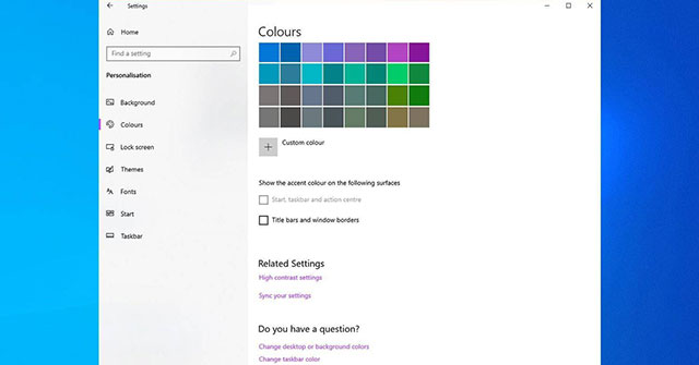 Turn on // Off Color Display for Start, Taskbar and Action Center