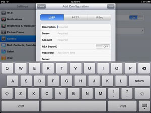 VPN Connection from iPad Device