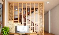 Beautiful wooden living room partitions help the house more spacious and luxurious