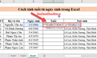 Calculation of age from date of birth in Excel