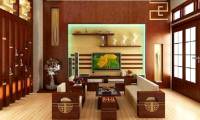 Sample living room level 4 with a beautiful wooden furniture