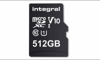 Storage drop brakes with new microSD memory card of Integral Memory 512GB capacity