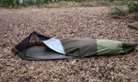 Travel backpack turns into a sleeping bivy tent for 30 seconds
