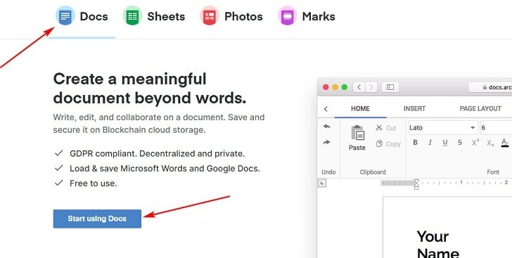 Arcane Office: Online office suite BlockChain platform Picture 3