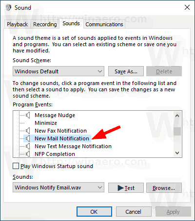 Change new notification sound sounds in Windows 10 Picture 2