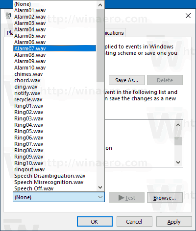 Change new notification sound sounds in Windows 10 Picture 4