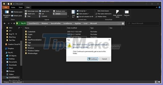 Fixed 'Permission to access this folder' error when accessing a folder in Windows 10 Picture 1
