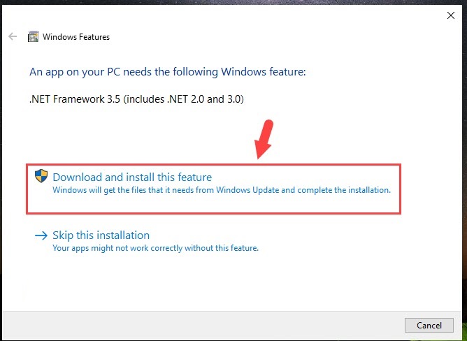 How to activate .Net Framework 3.5 on Windows 10 Picture 9
