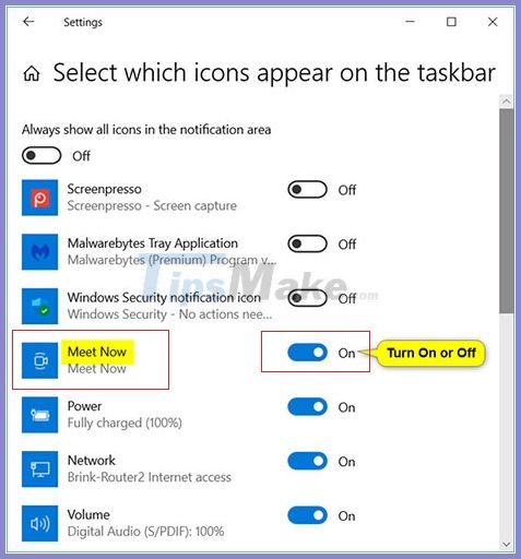 How to add / remove the Meet Now icon on the Taskbar in Windows 10 Picture 5