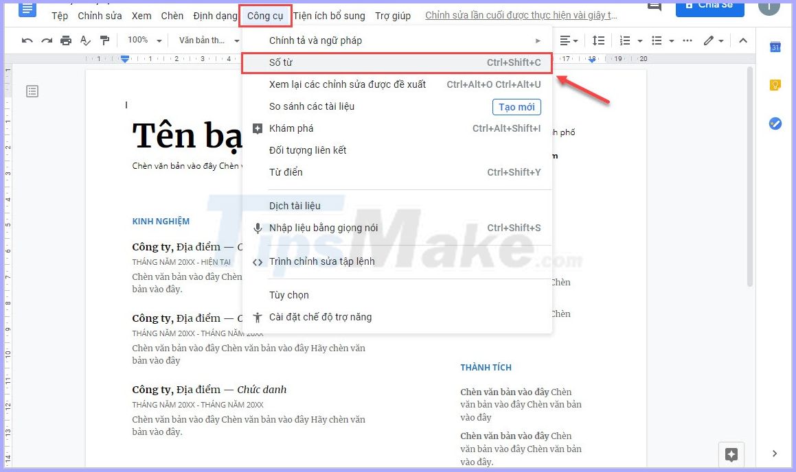 How to always show the number of words while typing in Google Docs Picture 2