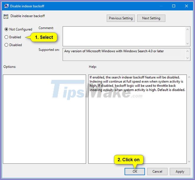 How to enable / disable the Indexer Backoff feature in Windows Picture 2