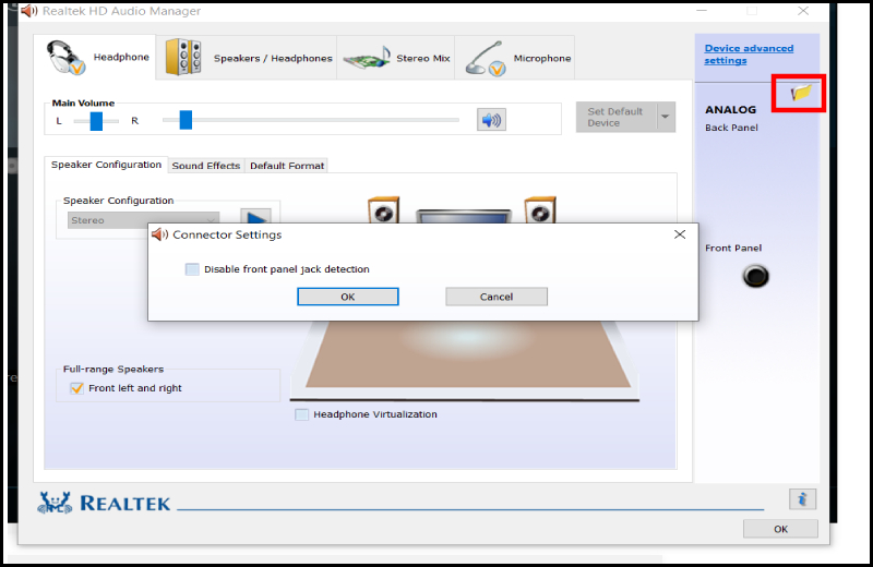 How to enable the front audio port of PC case in Windows 10 Picture 5