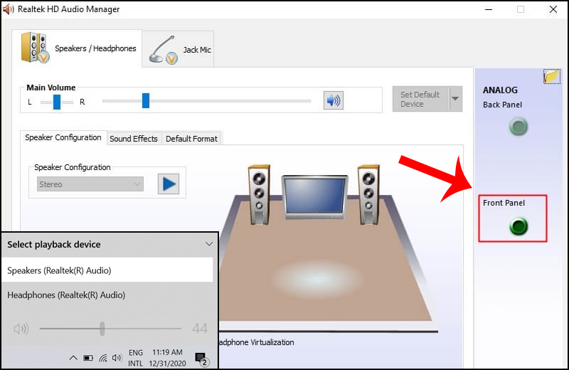 How to enable the front audio port of PC case in Windows 10 Picture 7