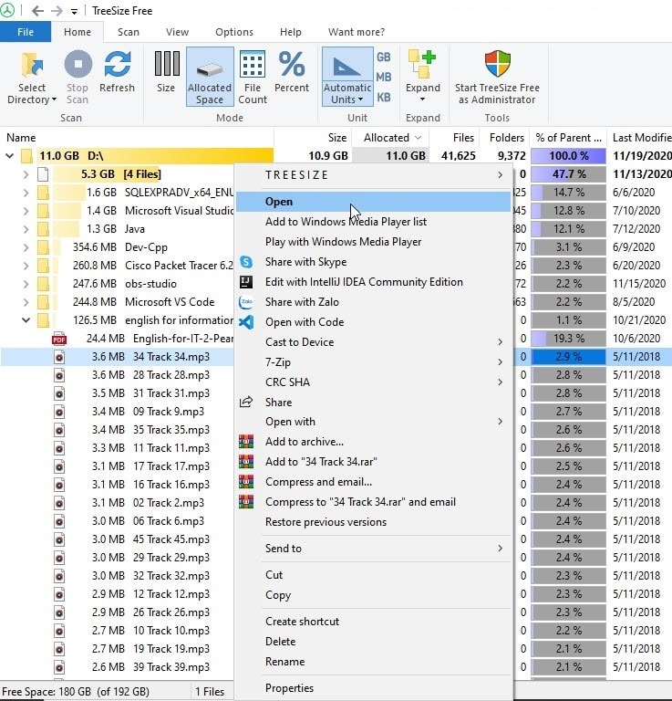 How to find files / folders taking up a large capacity on Windows Picture 12