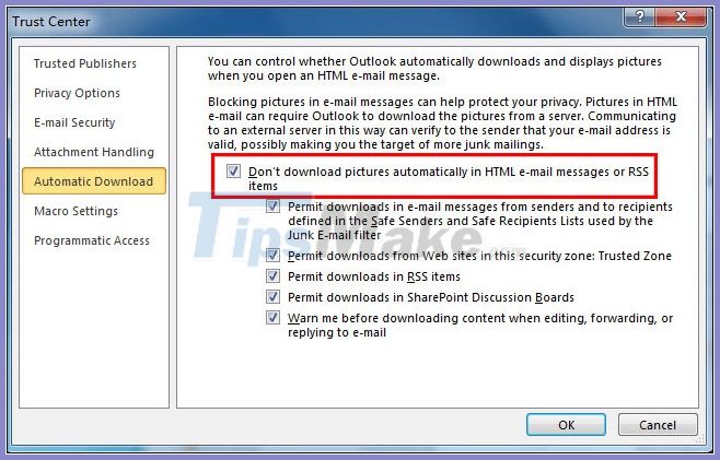 How to fix the error of not showing pictures in Outlook Picture 4