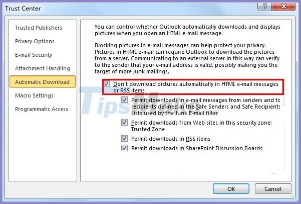 How to fix the error of not showing pictures in Outlook Picture 6