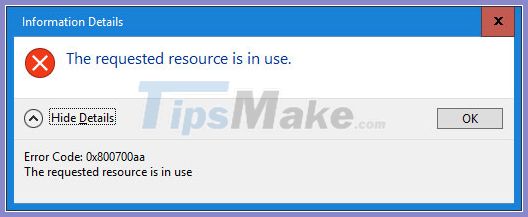 How to fix 'The Requested resource is in use' error Picture 1