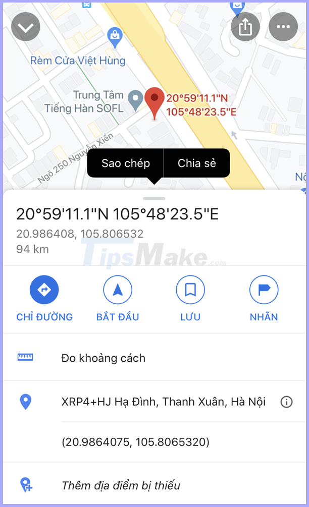 How to get coordinates on Google Map - TipsMake.com