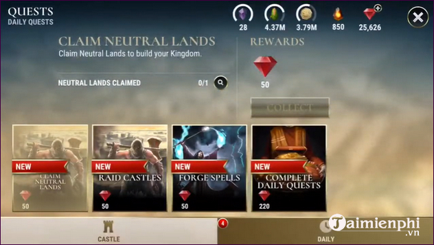 How to get free Gem in Dawn of Titans Picture 1