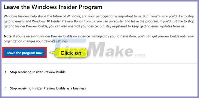 How to leave Windows Insider Program to unsubscribe from the account Picture 2