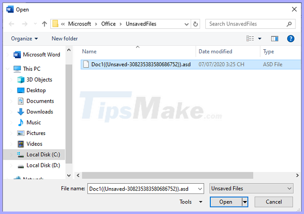 How to recover unsaved Word files due to sudden shutdown Picture 4