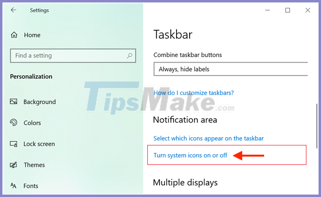 hide system icons in taskbar