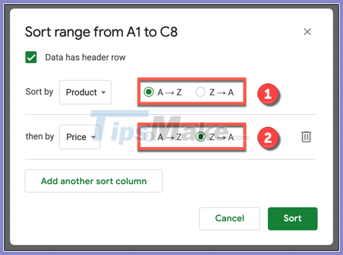 How to sort by multiple columns in Google Sheets Picture 5