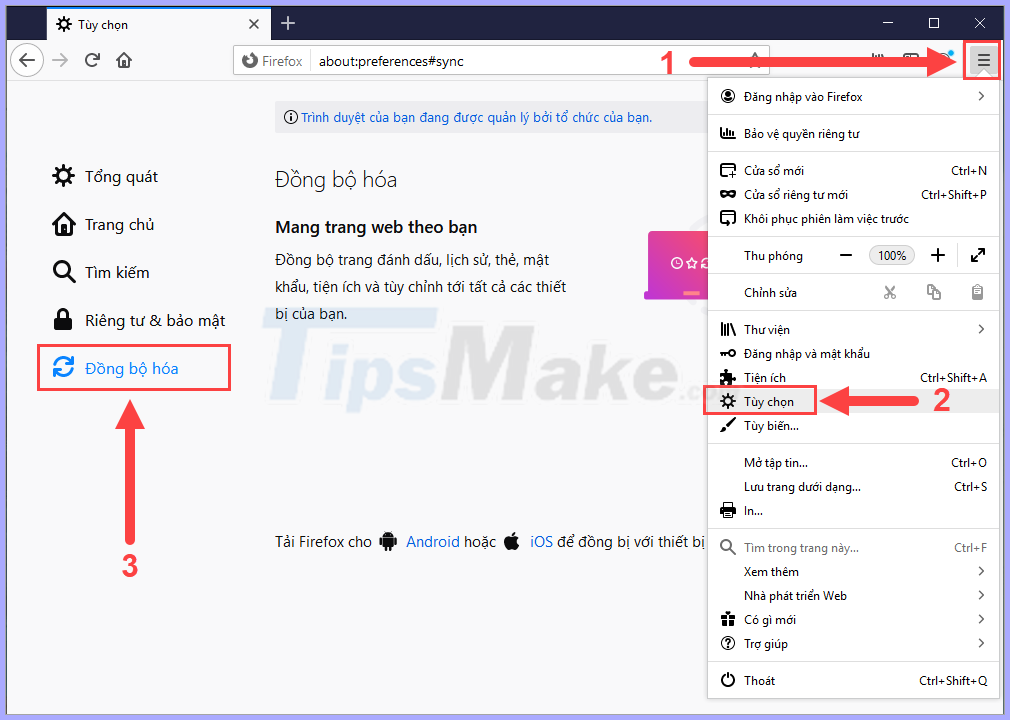 How to synchronize data bookmarks, passwords, browsing history, open tabs in Firefox Picture 1