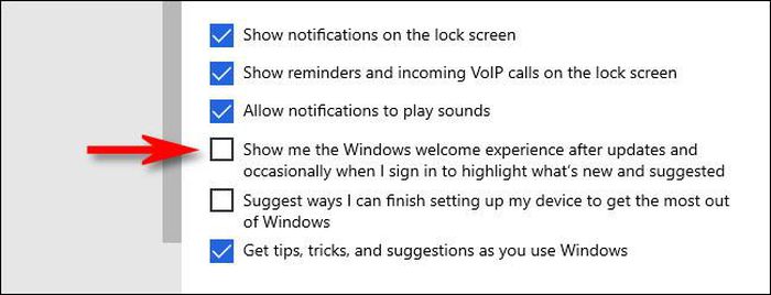 How to turn off the automatic opening introductory after updating Windows 10 Picture 5