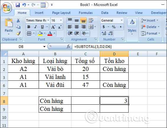 How to use the SUBTOTAL function in Excel Picture 5