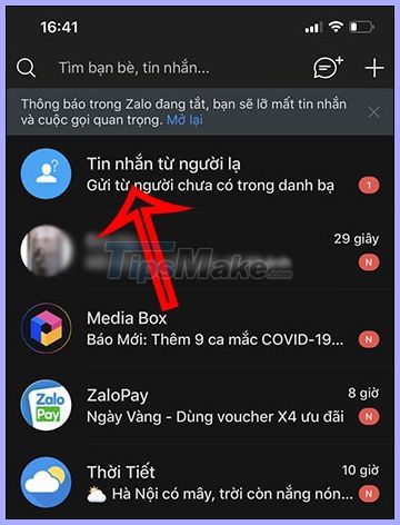images 1 of How to view messages from strangers on Zalo