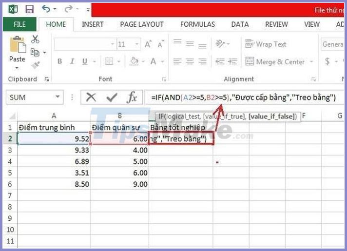 Instructions for using the IF function in Excel - TipsMake.com