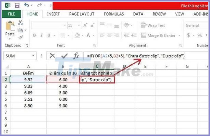 Instructions for using the IF function in Excel - TipsMake.com