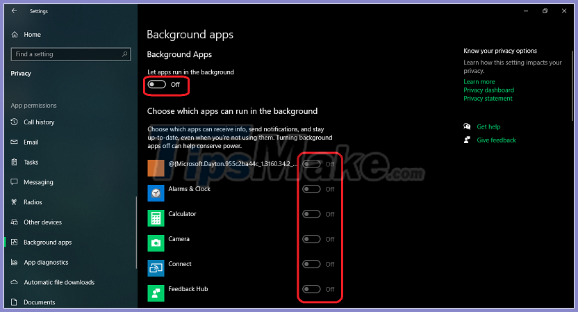Picture 5 of Instructions to Disable background applications in Windows 10