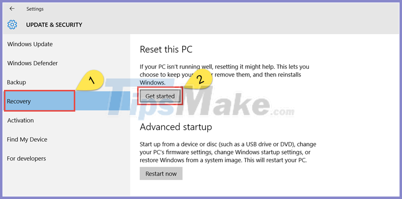 Instructions to restore Windows 10 to the newly installed state Picture 3