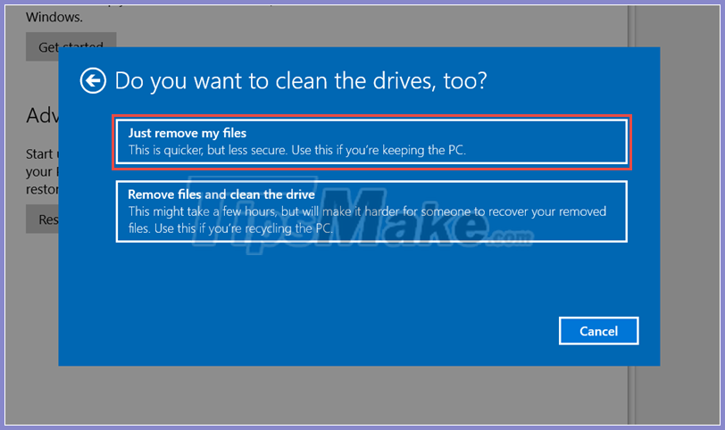 Instructions to restore Windows 10 to the newly installed state Picture 8