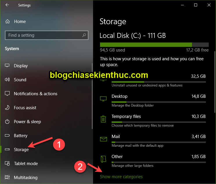 Instructions to turn off the Reserved Storage feature on Windows 10